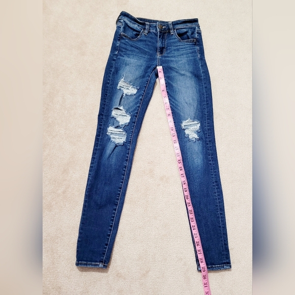American Eagle Next Level Stretch Jegging Jeans Women’s Size 2 Long Distressed - Picture 7 of 12